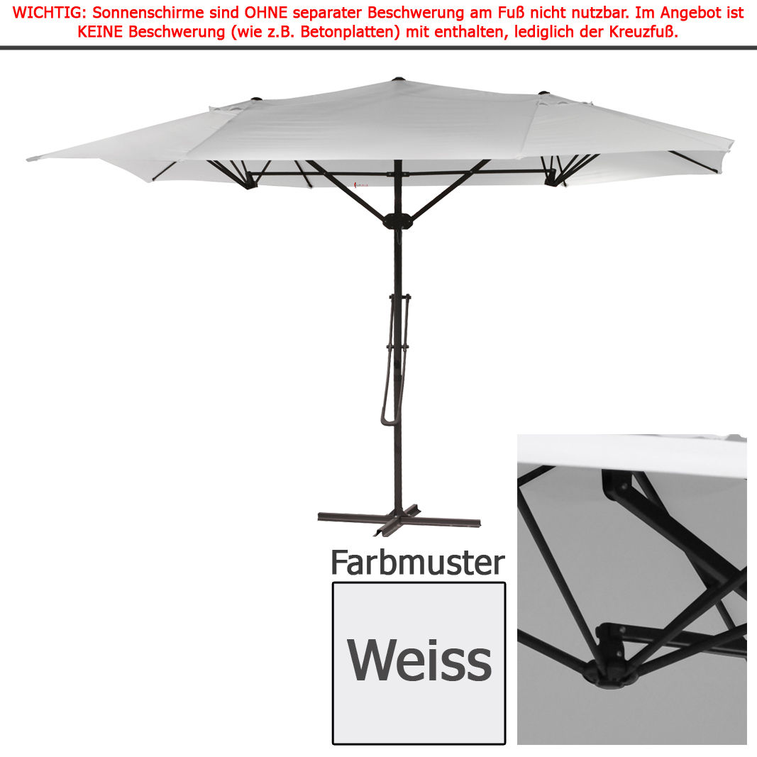 Sonnenschirm 3x4m Ampelschirm Gartenschirm eckig Schirm 300x400 weiß