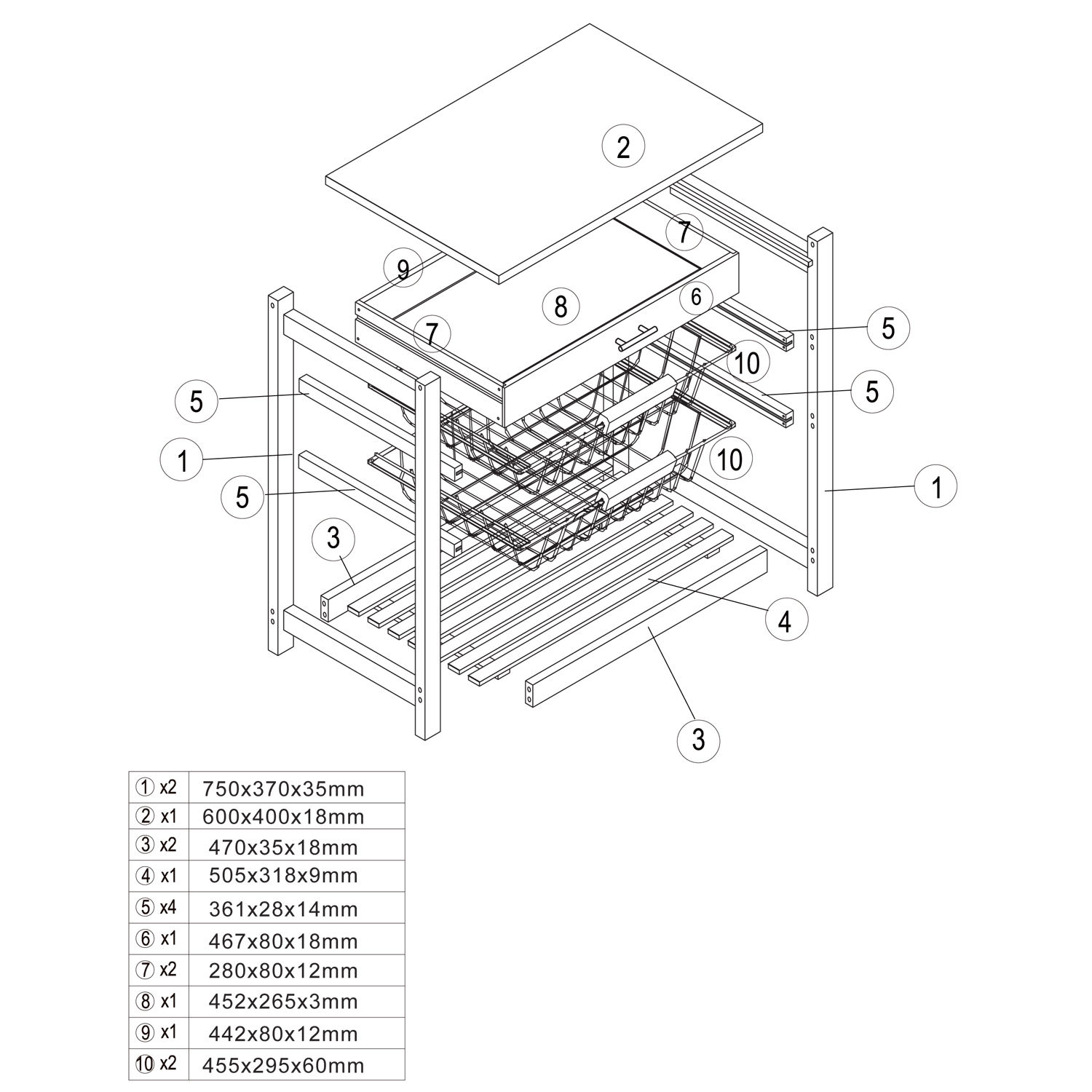 Küchenwagen Rollwagen weiß 72 Küchentrolley Küchenschrank Servierwagen