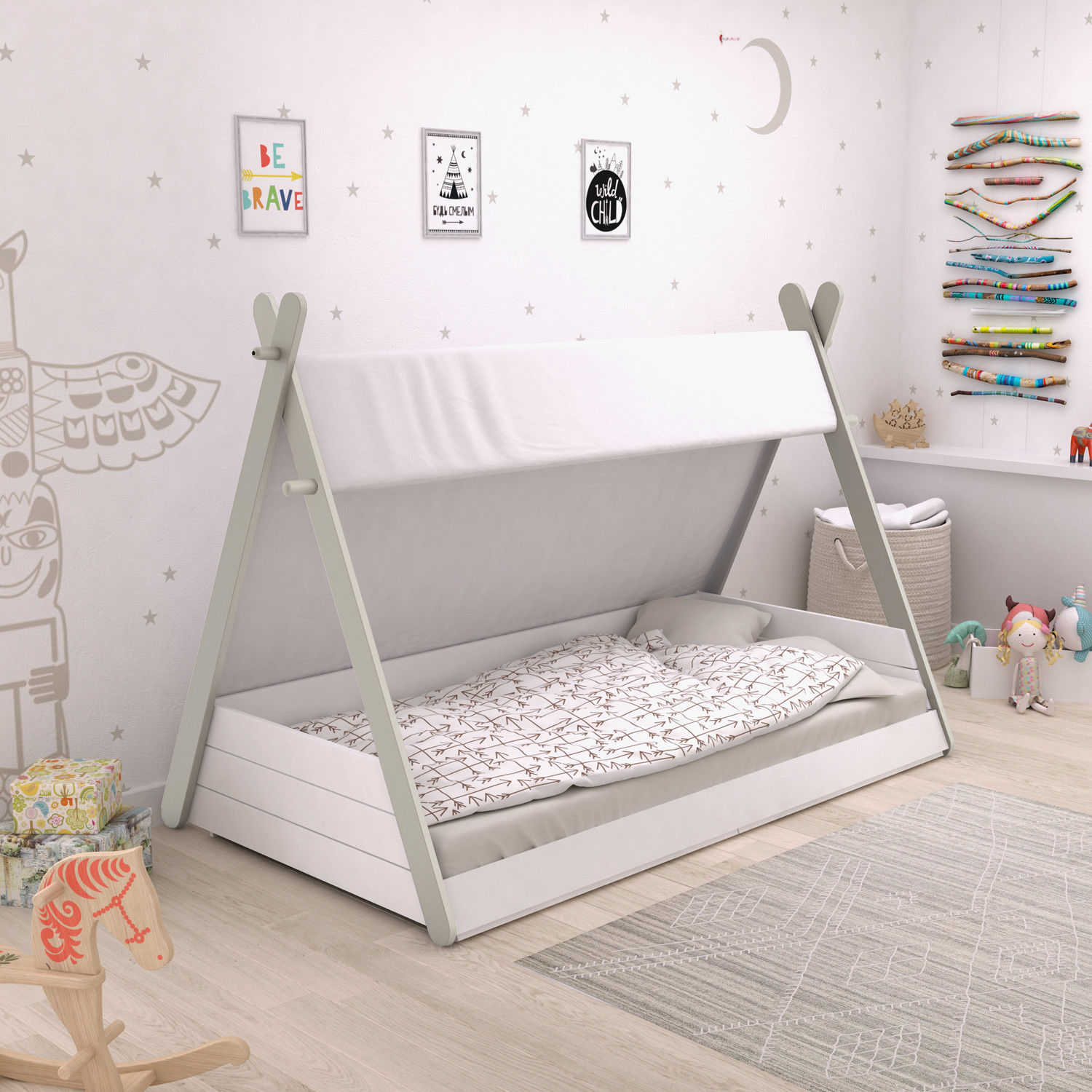 lichterkette für tipi zelt IREENUO Kinder mit Lichterkette, Faltbare Kinder Spielzelte Spielhaus für Mädchen und Jungen, Wigwam Zelt zum Spielen Outdoor Indoor (Weiß) Spielzeug Compact Plant Fan Farbe:Pinegreen Bau dein Haus mit