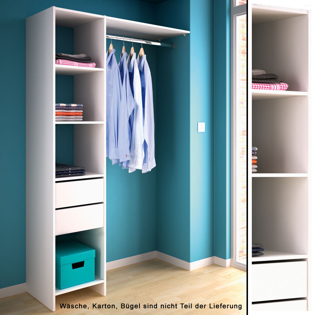 KLEIDERSCHRANK 5578 offen BEGEHBAR Regal Kleiderständer Schrank weiß