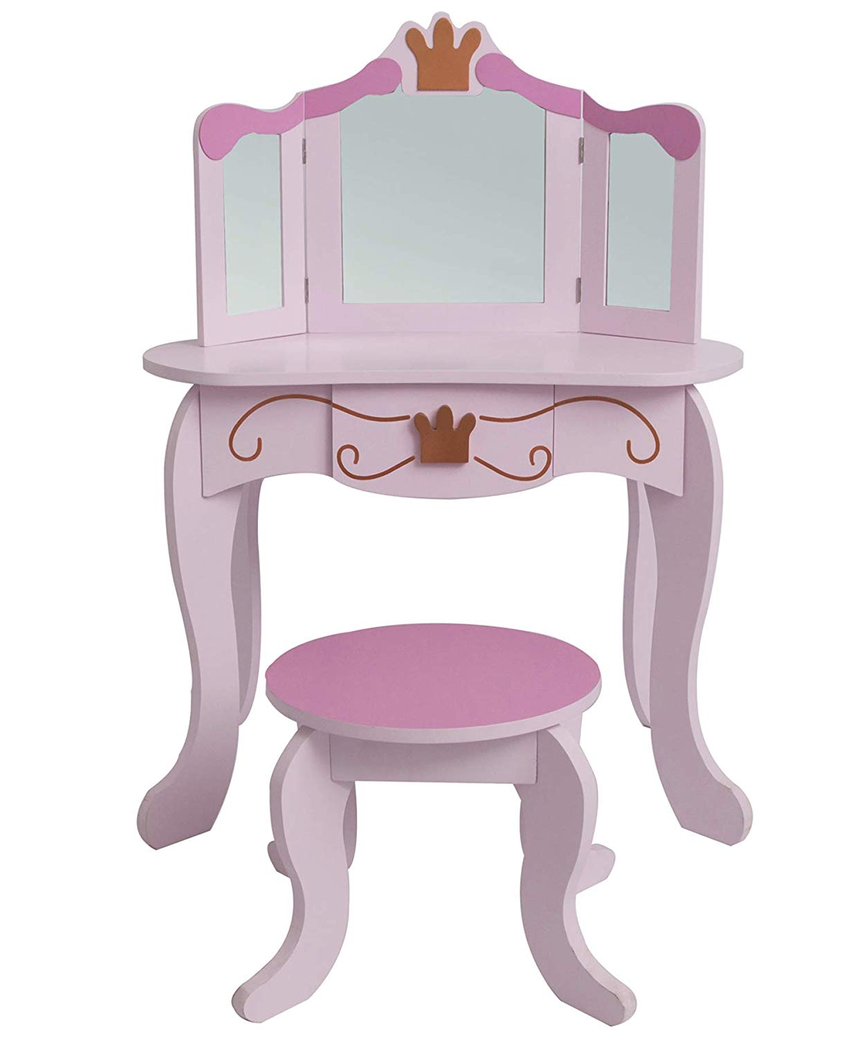 Schminktisch #333 Kinder Prinzessin Frisiertisch & Hocker Holz rosa