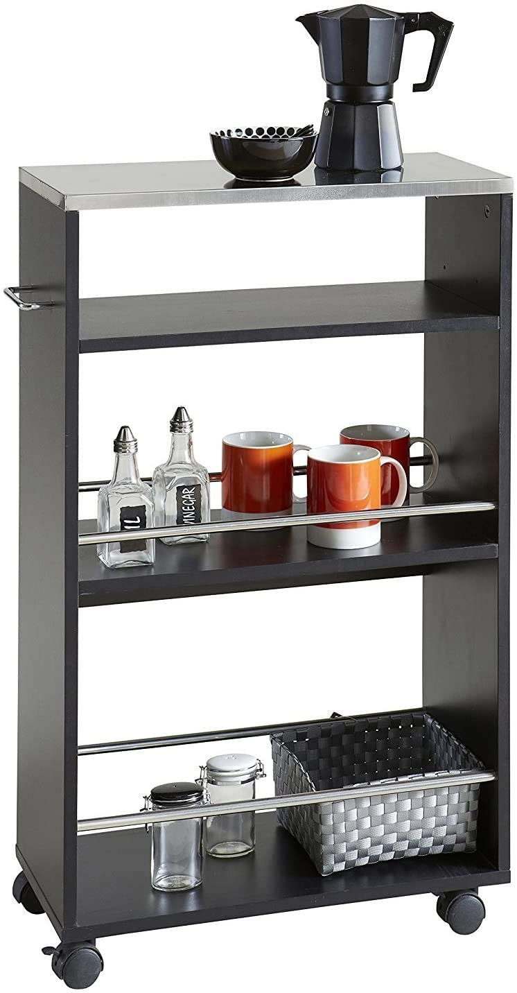 Küchenwagen WEISS Schwarz Holz Küchenschrank NEU Servierwagen Teewagen